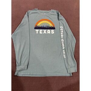 Home Free T Shirt Mens Large Teal Texas Established 1845 Sunset Graphic Cotton